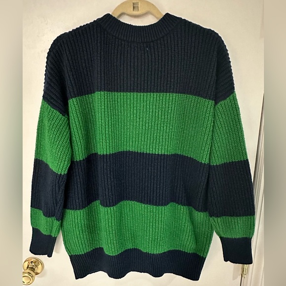 La Ligne x Target - Women’s Rugby Stripe Cardigan Sweater in Green/Navy - Picture 7 of 7